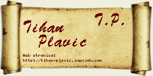 Tihan Plavić vizit kartica